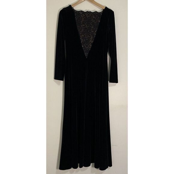 Jeffrey and Dara Evenings by Tom Barra Black Lace and Velvet Gown - Picture 1 of 5